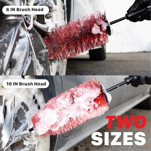 Universal 10” Wheel & Rim Brush – Soft Bristle Scratch-Free Car Detailing Brush with Comfort Grip & Knuckle Guard – Tire, Spoke, Lug Nut & Brake Dust Cleaner for Cars, Trucks, SUVs & Boats