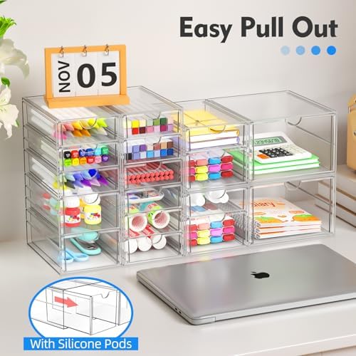 Acrylic 13-Drawer Storage & Makeup Organizer for Desk, Bath