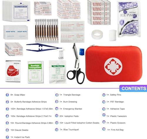 First Aid Kit 277PCS Car Home Camping Essentials Red Emergency Kit