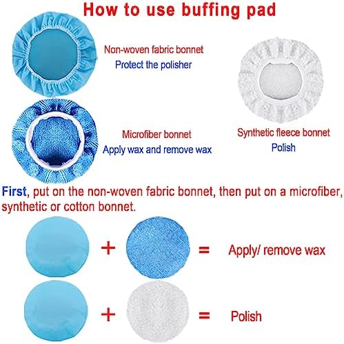 SIQUK 23 Pieces 7 Inch Buffing Pads Car Polisher Bonnets Foam Polishing Pad Kit Wax Buffer Polish Pads Car Buffer Attachment for Drill