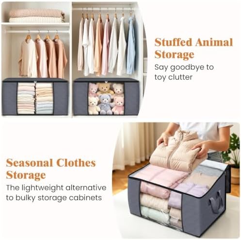 6 Pack Storage Bags for Clothes Blanket Storage Bins with Lids