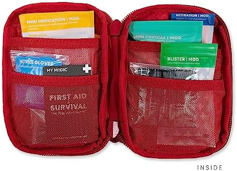 My Medic Sidekick - Camping Hiking and Backpacking First Aid Kit - 70 Items - HSA and FSA Eligible - Small Ifak Great for Travel or Motorcycle - Portable Emergency Kit – Red