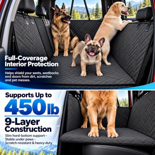 Hard Bottom Dog Car Seat Cover for Back Seat, L