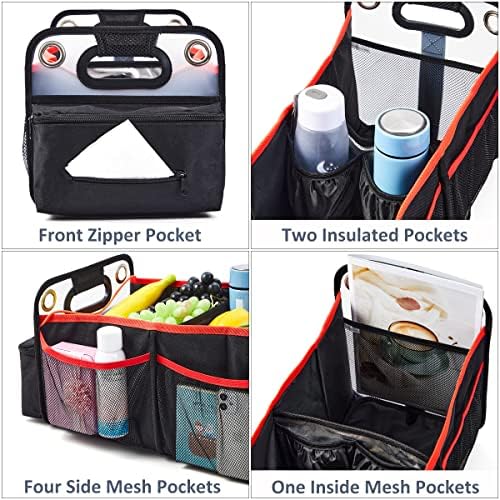 Car Trunk Organizer, Collapsible SUV Storage with Insulated Drinks Holder