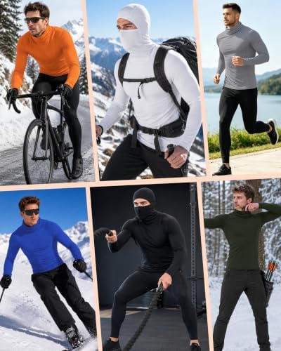 Men's Thermal Compression Shirts Hoodie Long Sleeve with Mask