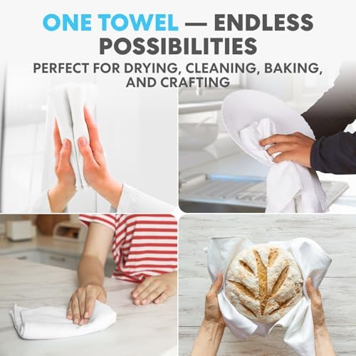 Flour Sack Kitchen Towels 24"x24" (12 Pack) – 100% Cotton, Lint-Free, High Absorbent Tea Towels – Perfect for Dish, Baking, Crafting