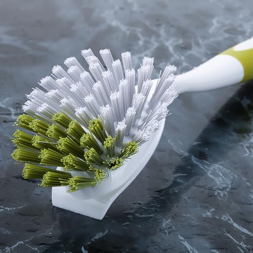 Dish Brush with Handle, Stiff Bristles Dish Scrubber for Pots, Pans & Sink Cleaning, 5 Pack