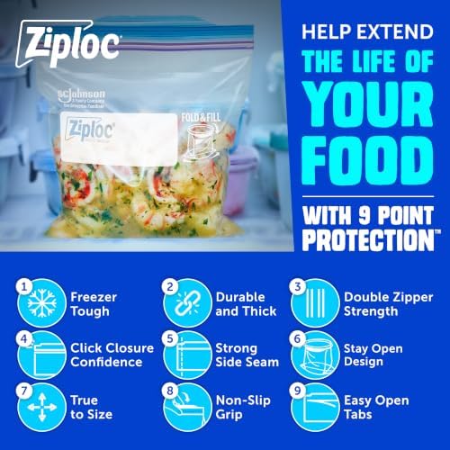 Gallon Freezer Bags, Food Storage, 132 Total Bags (66 Count, 2-Pack)