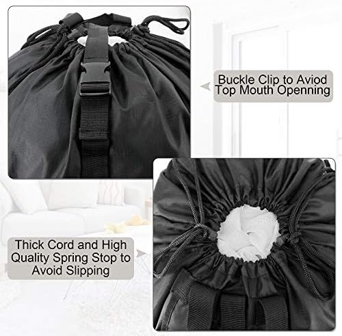 BeeGreen Laundry Bag Backpack w Adjustable Shoulder Straps College Dorm Essentials w Drawstring Closure for Travel Camp Heavy Duty Laundry Hamper Backpack Portable w Handle Xlarge Black