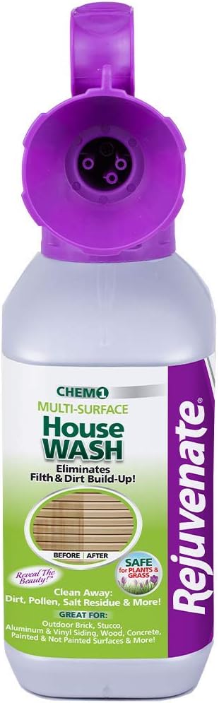 Rejuvenate Dual System Outdoor Window Cleaner & House Siding Cleaner with Hose-End Attachment 32 Fl Oz (Pack of 2)