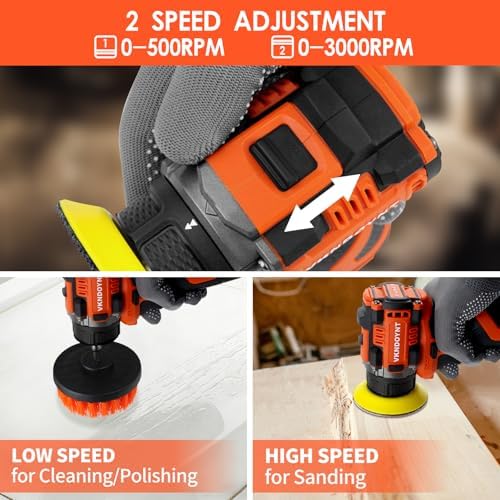 Brushless Cordless Cleaner & Polisher, 3" Mini Buffer & Sander Machine Kit, 2 Variable Speed Small Sander (0-500/0-3000 RPM), 2600mAh Battery, 34 Accessories for Cleaning/Buffing/Sanding/Car Detailing