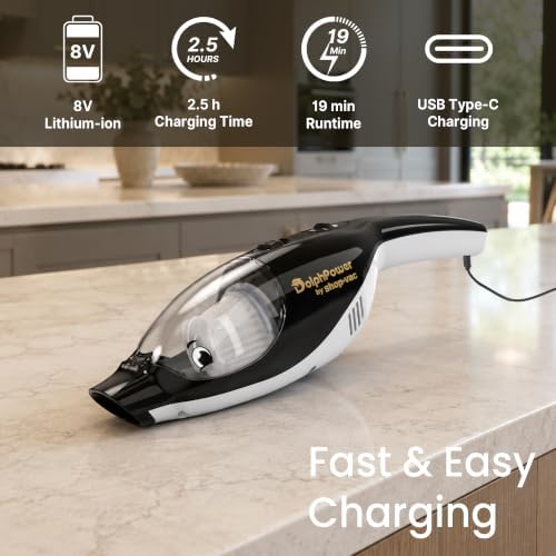 DolphPower Handheld Vacuum, 4500 Pa Cordless Mini Vacuum, Black