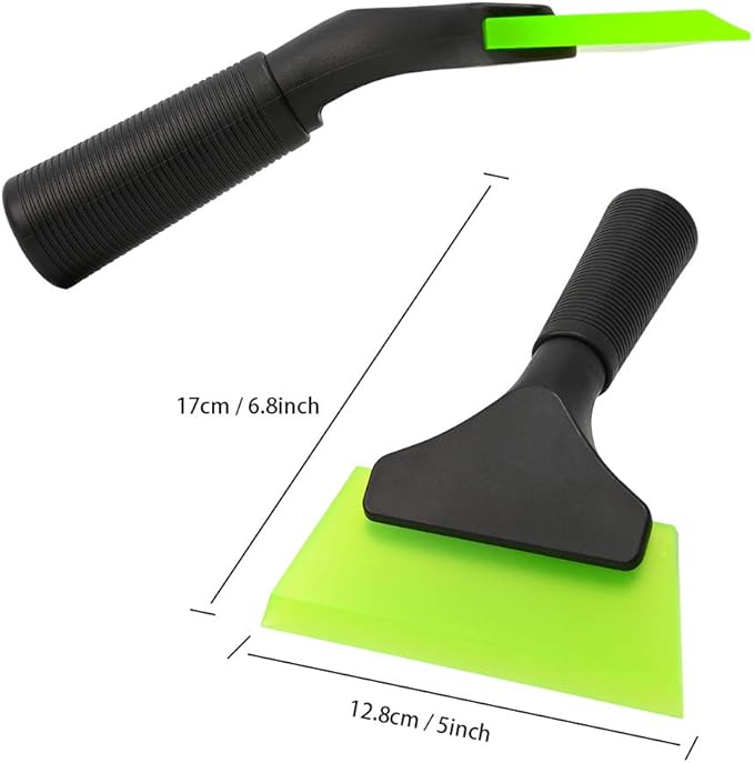 FOSHIO Small Squeegee with 5 Inch Dark Blue & Green Rubber Blade Mini Wiper Window Tinting Tools for Mirror Glass Window Cleaner with Non-Slip Handle, 2 Pack