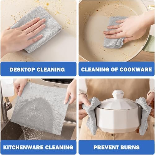 55 Pack Microfiber Cleaning Cloth Roll, Tear Away Reusable Towels, 11" X 9", Ultra Absorbent & Lint Free Cloth for Cars, Kitchen, Window, Home and Shop, Grey (Light Grey, 9”x11”-100PK)