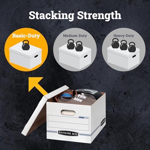 12-Pack Basic-Duty File Storage Box with Lid, Letter/Legal