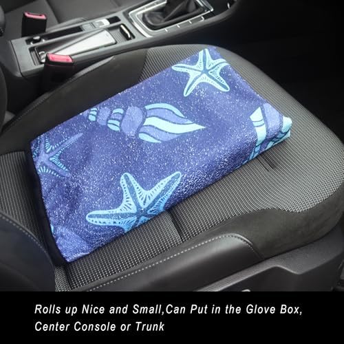 Car Seat Cover Protector Front Seats,for Gym Workout,Running,Swimming,Beach and Hiking,Waterproof Sweat Towel Bucket Seat Covers for Cars SUV Trucks (Conch Shells Starfish, 2Pcs)