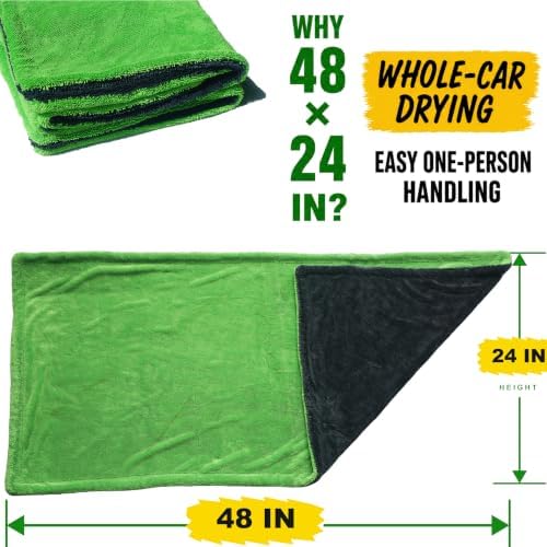 Car Drying Towel, Extra Large 48 x 24 Inch, 1400 GSM, Dual-Color