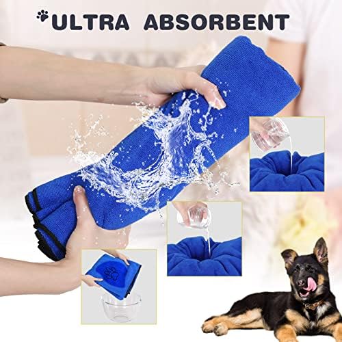 4 Pcs Dog Towels for Drying, 30 x 50 Inch, Blue