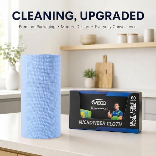 Microfiber Cleaning Cloth Roll 80 PCS, 12" x 12"