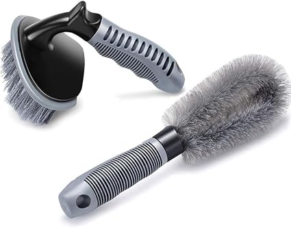 Shinero® Tire & Alloy Cleaning Brushes (Pack of 2) Heavy-Duty Tire Brush and Alloy Brush for Deep Cleaning, Scratch-Free