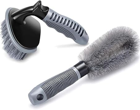 Shinero® Tire & Alloy Cleaning Brushes (Pack of 2) Heavy-Duty Tire Brush and Alloy Brush for Deep Cleaning, Scratch-Free