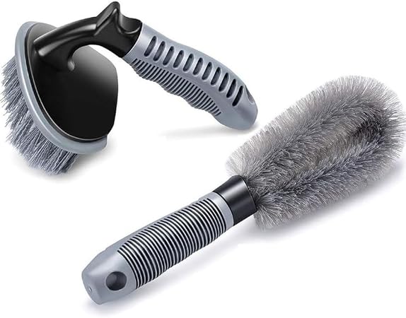 Shinero® Tire & Alloy Cleaning Brushes (Pack of 2) Heavy-Duty Tire Brush and Alloy Brush for Deep Cleaning, Scratch-Free
