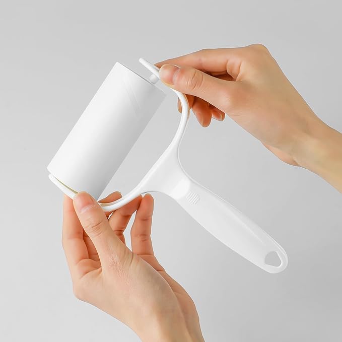 Flat Surface Lint Roller for Pet Hair Extra Sticky Lint Remover for Couch Clothes Furniture Pool Table Felt Lint Roller T Handle with 4 Sticky Rolls (Daisy White)