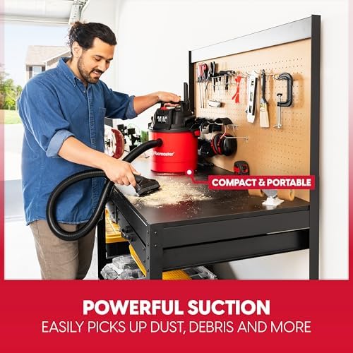 Vacmaster VOMCM205P 1101 2.5-Gal 2 Peak HP Wall Mount Wet/Dry Vac Red