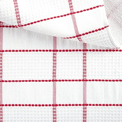 Modern Waffle Kitchen Towel Set 6-Pack, Red, 16"x28"