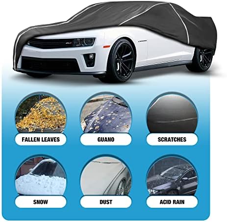 Waterproof Car Cover Compatible for Chevy Camaro 2010-2024 All Weather 6 Layers Full Car Cover with Storage Bag