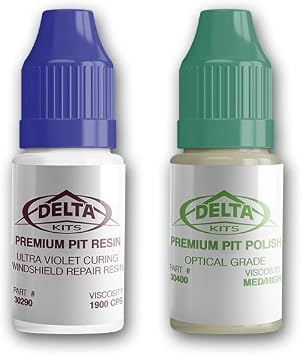 Delta Kits Premium Pit Resin & Polish Combo for Professional Windshield Repair Products -7 ml ea