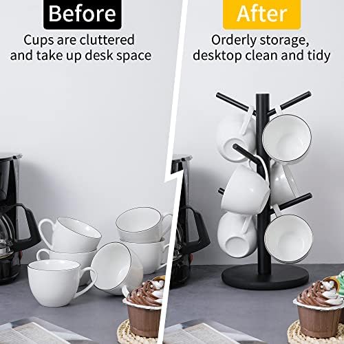 Mug Holder Tree, Coffee Cup Holder with 6 Hooks (Black)