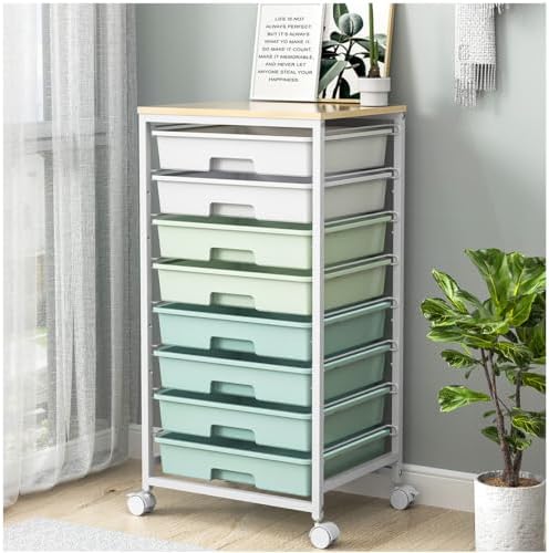 Rolling Cart with Drawers,Craft Organizers and Storage, Green