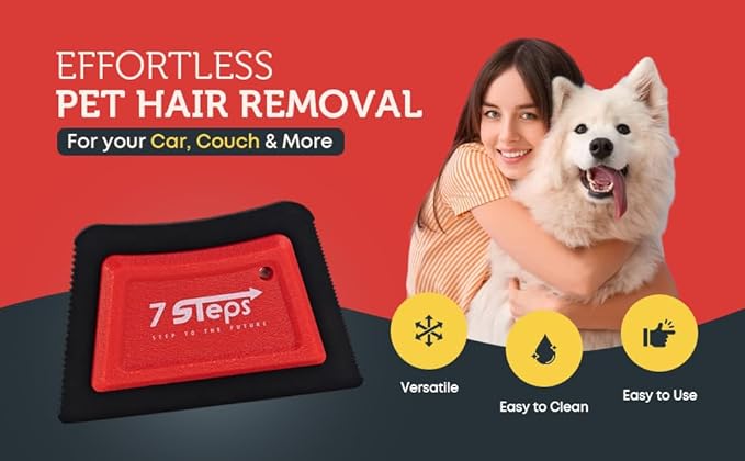 7 Steps - Mini Pet Hair Lint Fur Remover Detailer - Dog Cat Hair Remover - Auto Detailing Car Carpet Couch Furniture