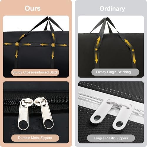 2 Pack 180L/47.5 Gallons Extra Large Storage Bags Jumbo Duffle Bag for Travel Moving Totes Boxes Heavy Duty Stronger Handles Zippers Reusable Storage Totes for Bassinet Clothes Blankets