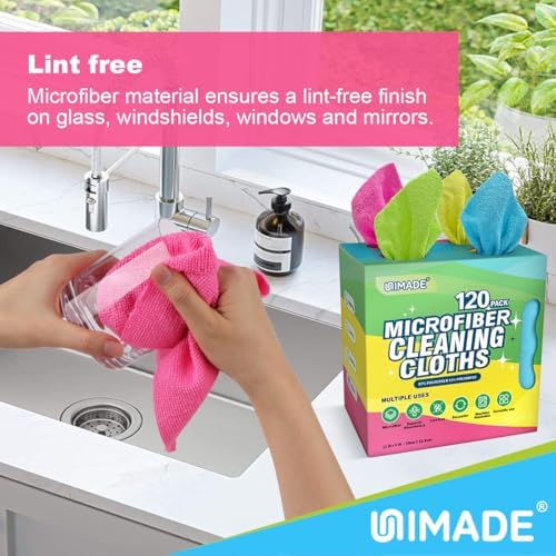 Microfiber Cleaning Cloth, 120 Pack Reusable Paper Towels
