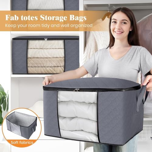 6 Pack Storage Bags for Clothes Blanket Storage Bins with Lids