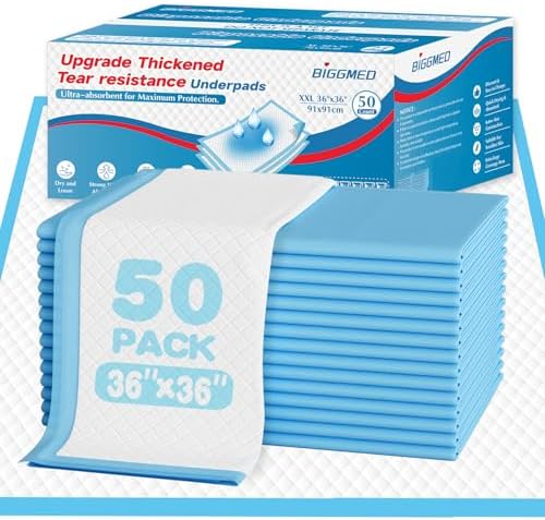 36" x 36" Tear-Resistant Chucks Pads Disposable 50 Count
