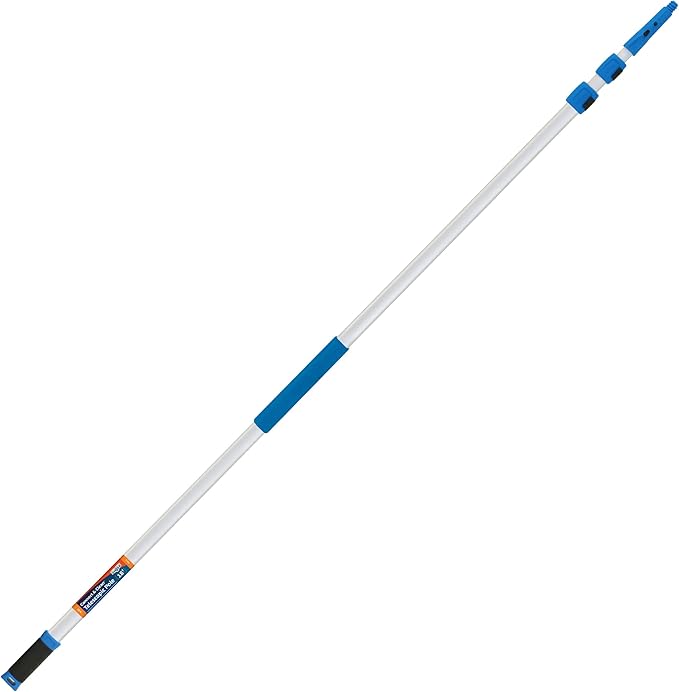 Unger Professional Connect & Clean 6 - 18 Foot Telescoping Extension Multi-Purpose Pole with Quick-Flip Clamp, Window Cleaning, Dusting, Silver