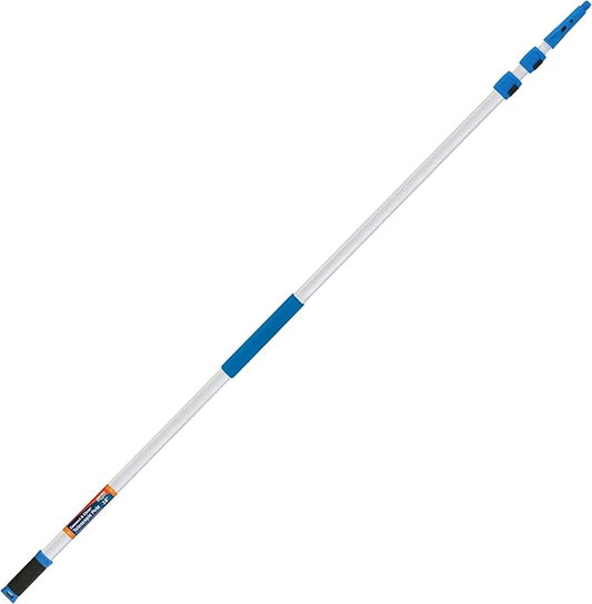 Unger Professional Connect & Clean 6 - 18 Foot Telescoping Extension Multi-Purpose Pole with Quick-Flip Clamp, Window Cleaning, Dusting, Silver