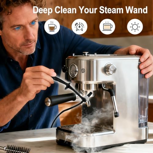 Espresso Machine Cleaning Brush with 36 Inch Silicone Hose Steam Wand Tool