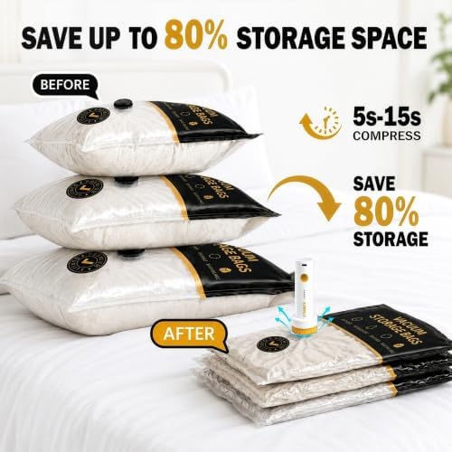16 Pack Vacuum Storage Bags with Electric Pump, Travel Compression Bags