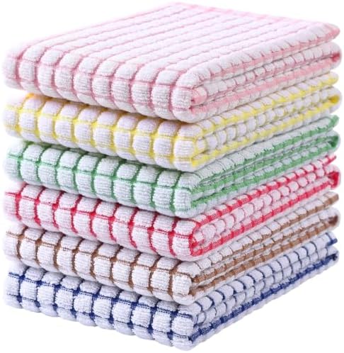 Cotton 6 Pack Terry Kitchen Towels, 16 x 25 Inches