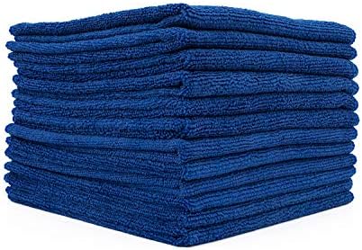 All-Purpose Microfiber Terry Cleaning Towels - Commercial Grade, Highly Absorbent, Lint-Free, Streak-Free, Kitchens, Bathrooms, Offices, 300gsm, 16in x 16in, Royal Blue (12-Pack)