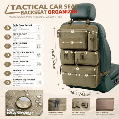 All-in-One Car Seat Back Organizer for Cars, SUVs & Trucks