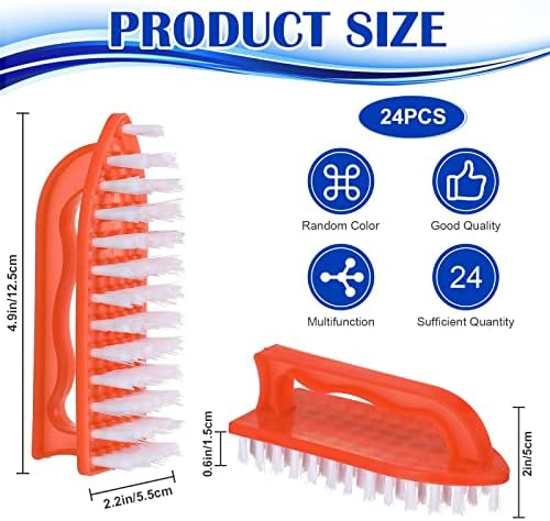 24 Pack Scrub Brushes Stiff Bristles, Comfort Grip Cleaning Tool