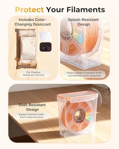 Pro Filament Storage Box – Precision-Fit Airtight Container for Single 1KG Spools, Flat-Lid Design for Stable Stacking, Premium Desiccant Moisture Control, 3D Printer Filament Storage 6 Pack