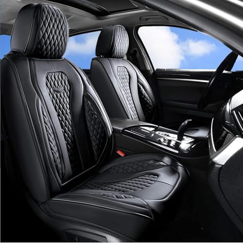 Seat Covers, Car Seat Covers Full Set, Black Car Seat Cover, Car Seat Covers Front Seats Back Seat Cover, Waterproof Car Seat Cushion, Leather Seat Covers Seat Protector Fit for Most Cars