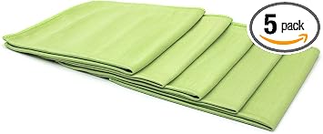 Autofiber Smooth Glass Microfiber Window, Mirror and Glass Towel (16"x16") Blue - 5 Pack (Green)