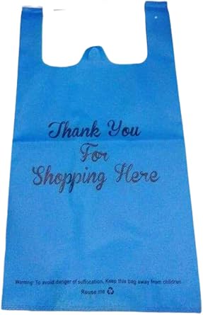 Pack of 300 Non-woven Reusable Bags Canvas Grocery Tote Bags with Durable Handles, 22'' x 12''x 6" Inch, Blue Color